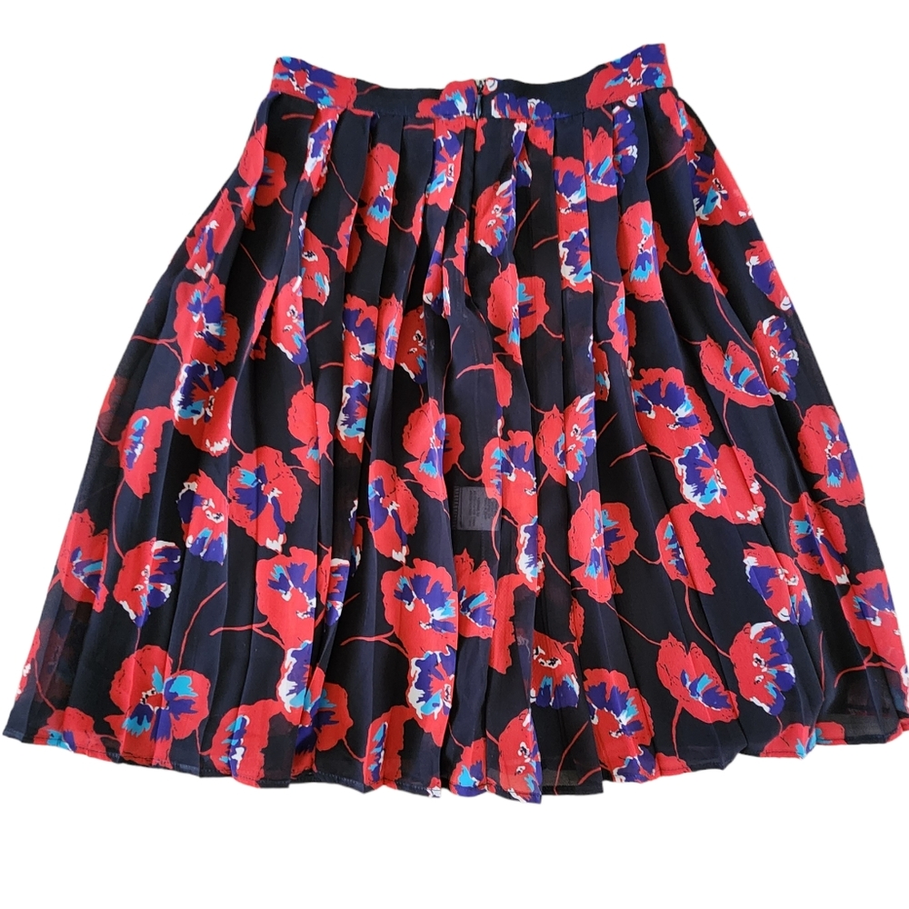 Modcloth Poppy Floral Pleated A-Line Chiffon Skirt